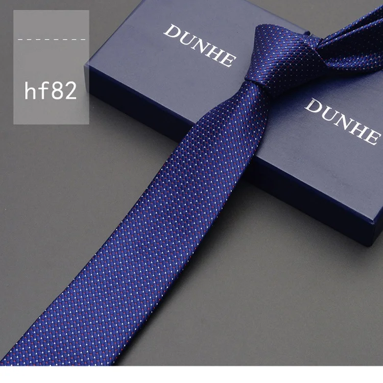 High Quality New Silk Formal Wedding Ties for Men Tie slim 6cm Necktie Designers Brand Deep Blue Neck Tie with Gift Box