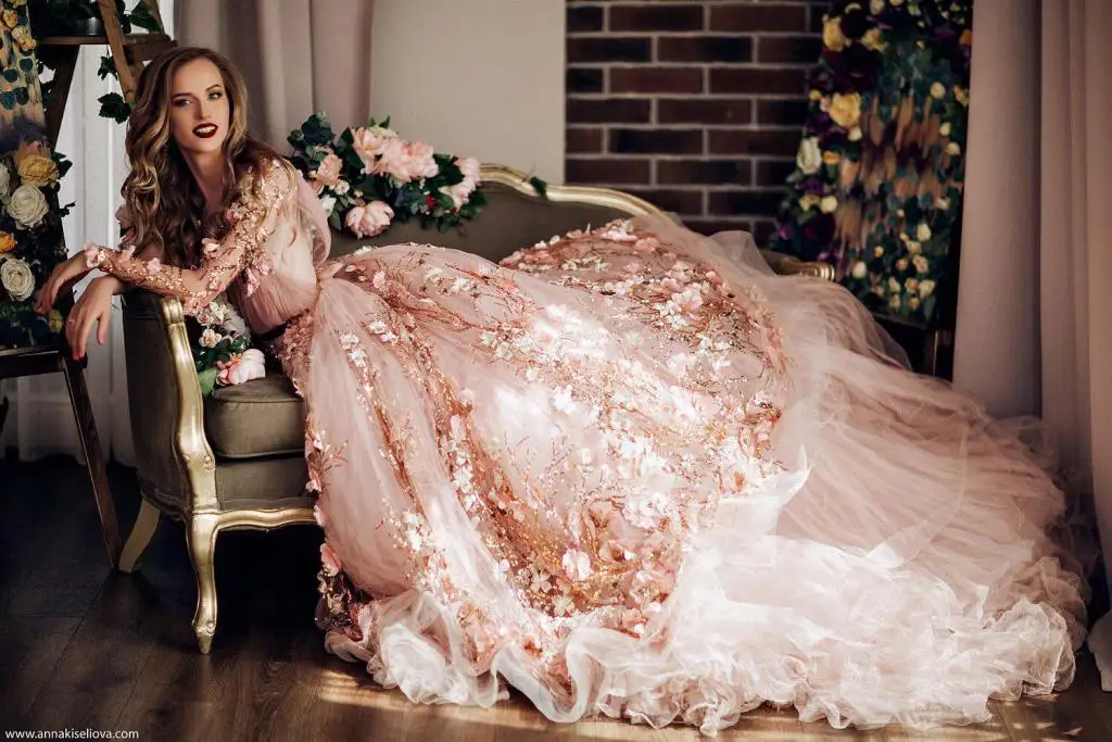 Luxury 3d Flower Pink Evening Dresses 