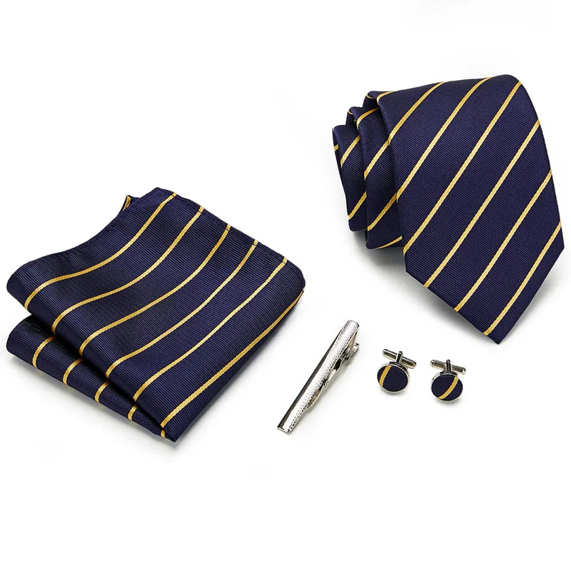 Новая Подарочная коробка для мужчин галстук & Карманный квадратный & Запонки & зажимы шелковый галстук Hanky набор 8 см шеи галстуки для мужчин