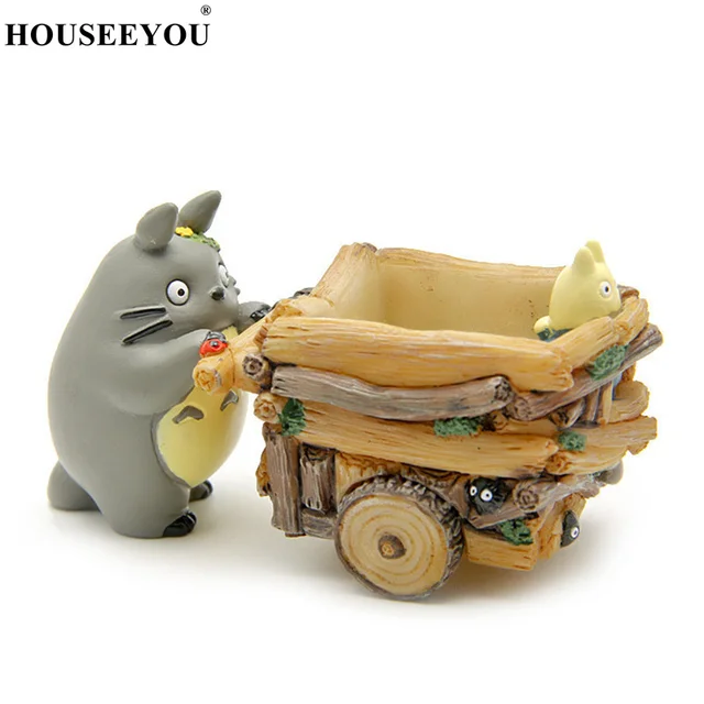Modern Rajzfilm Zamatos Ültetvényes Pot Gyanta Kreatív Kézműves Aranyos Totoro Virág Otthoni Dekorációk Váza Macetas - Image 3