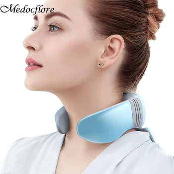 

4 Massage Pads Electric TENS Pulse Therapy Cervical Massager Infrared Heating Neck Massager Pain Relief Apparatus