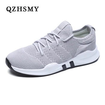 

QZHSMY White Men Casual Shoes Non Slip Gym Sneakers Lightweight Summer Breathable Mesh Walking Men's Sneakers Tennis 2020 New