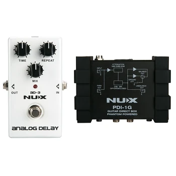 

SEWS-Nux 1Pcs Ad3 Guitar Effects Pedal Analog Delay Effect & 1Pcs Pdi-1G Di Box Guitar Direct Injection Phantom Power Box