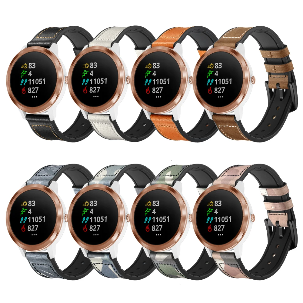 20mm Replacement Strap For Garmin Vivoactive 3/Vivomove HR band Silicone+Leather Bracelet 3 Wristband | Электроника