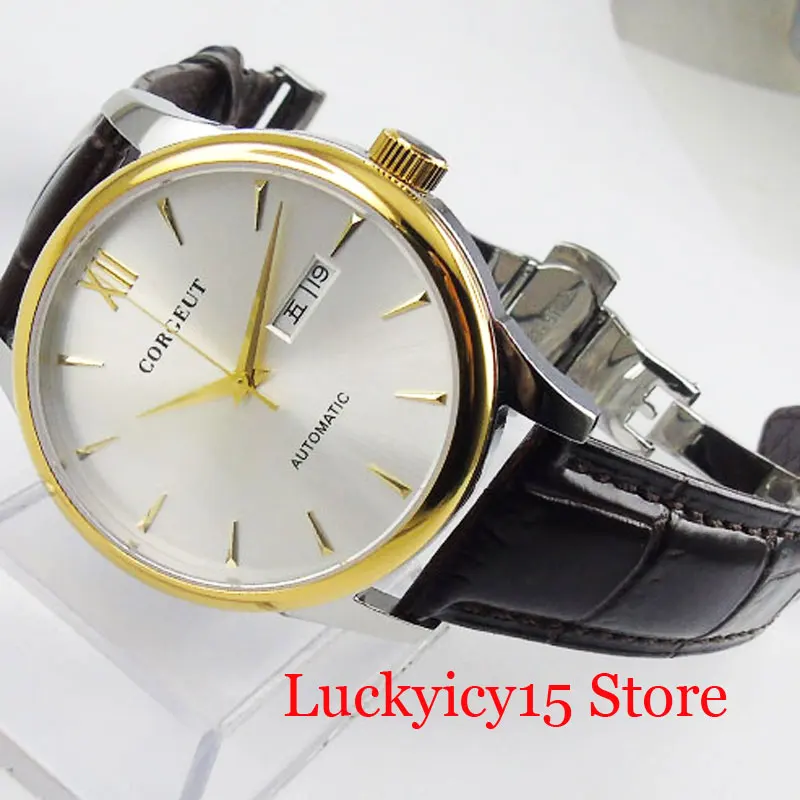 CORGEUT Sapphire Glass Week Date Indicator 40mm Polished Case Automatic Men Wristwatch Deployment Clasp | Наручные часы