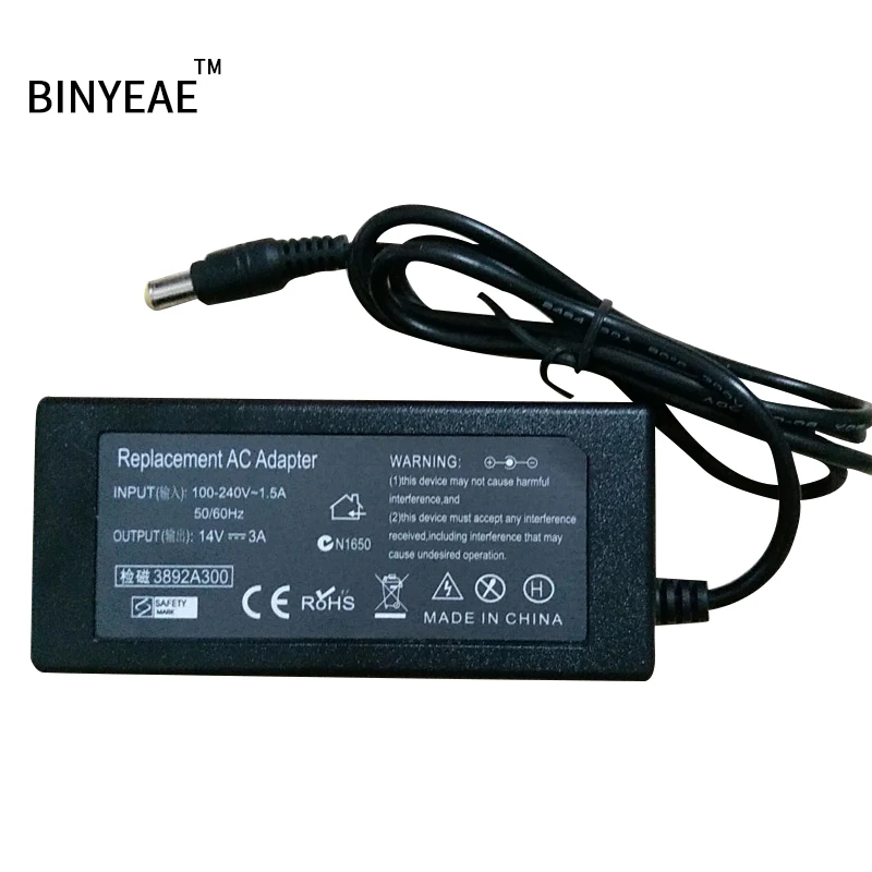 Адаптер питания переменного тока 14 в 3 а для Samsung BX2431 P2270 P2570 P2770H S20A300B S23C570H|14v 3a|ac