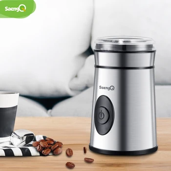 

saengQ Kitchen 220V Electric Coffee Grinder Mini Salt Pepper Grinder Powerful Spice Nuts Seeds Coffee Bean Grind Machine