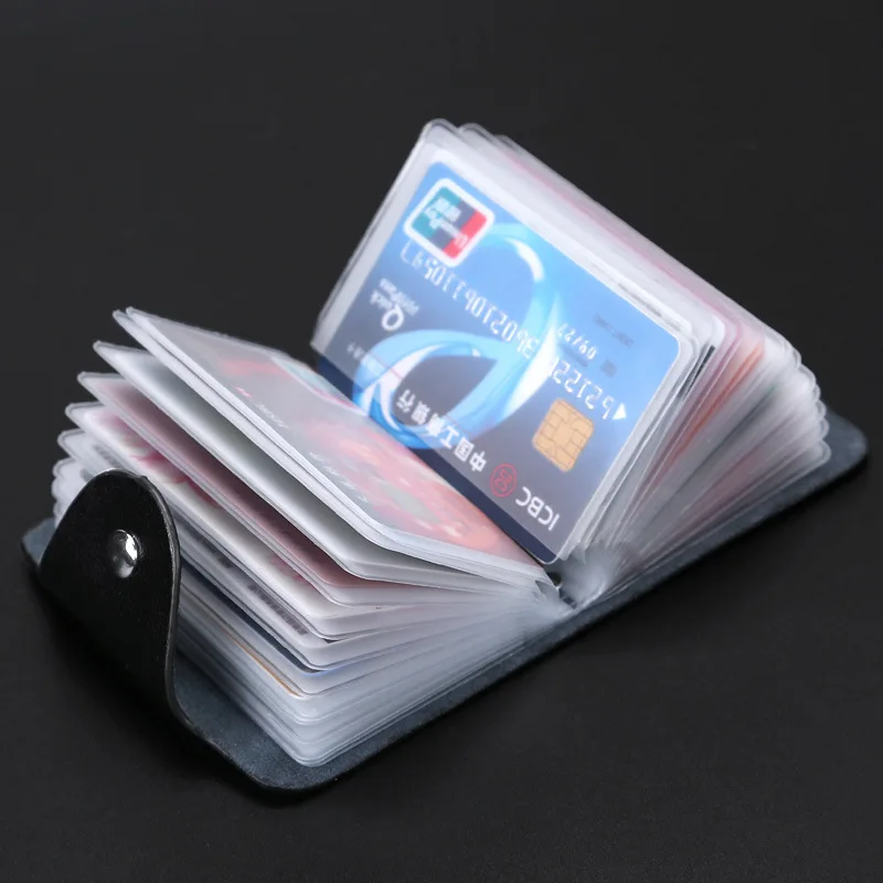 

New Genuine Leather Function 24 Bits Card Case Business Card Holder Men Women Credit Passport Card Bag ID Passport Card Wallet