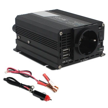 

500W Car Inverter Power Converter DC 12V to AC 220V Automatic Transformer with Dual USB, EU Plug