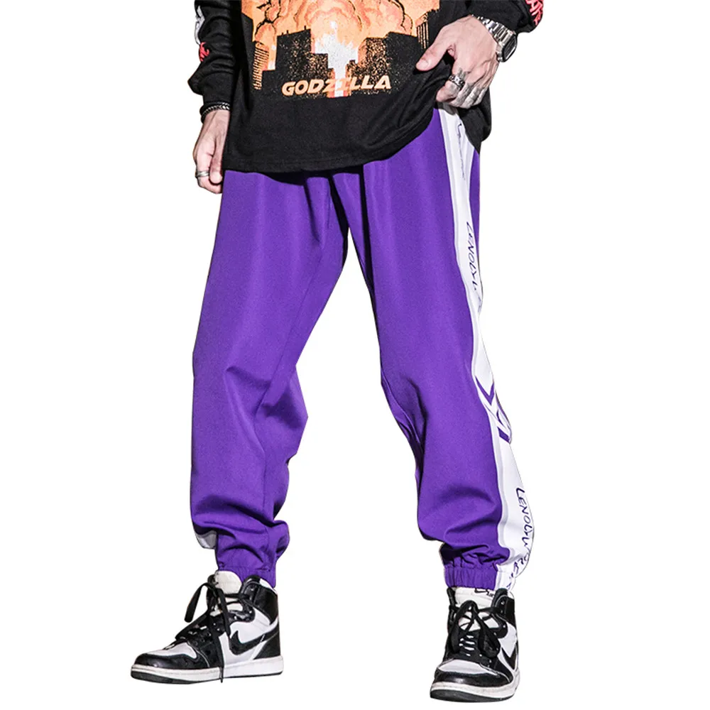 Purple Мужские новые осенние мягкие эластичные Капри по талии брюки эластичные Athleisure корейские спортивные штаны джоггеры хип-хоп свободные дышащие штаны мужские - Цвет: Purple