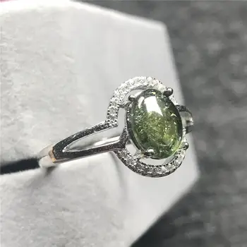 

9x7mm Natural Green Tourmaline Quartz Ring For Woman Lady Man Silver Party Gift Oval Beads Fashion Adjustable Ring Jewelry AAAAA