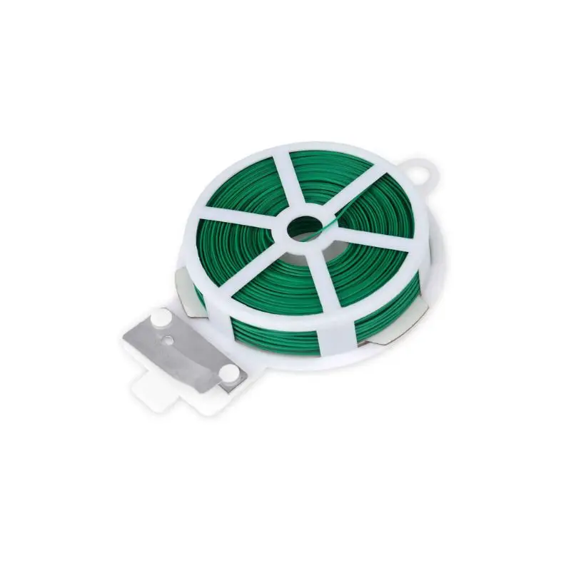 

50m Plant Twist Tie with Cutter Sturdy Green Coated Wire Gardening Home Cable