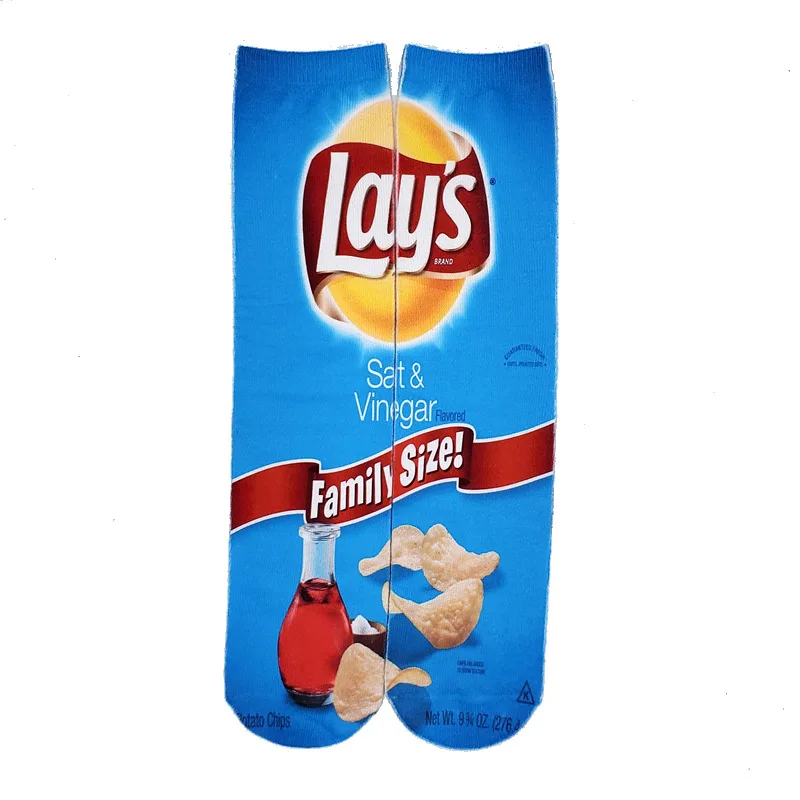 Модные мужские носки унисекс с 3D принтом осенние забавные длинные носки с картофельными чипсами мужские хлопковые и классные подарки для мужчин - Цвет: 3