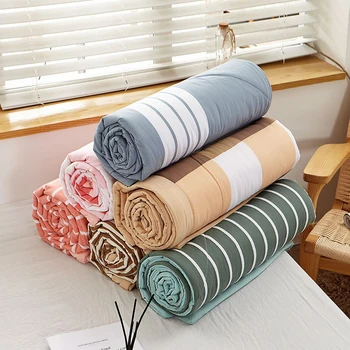 

Summer Cool Thin Quilt Air Condition Quilt Bed Cover Soft for Adult Kid Blanket Stripes plaid printed Quilts Bedding Bedspread