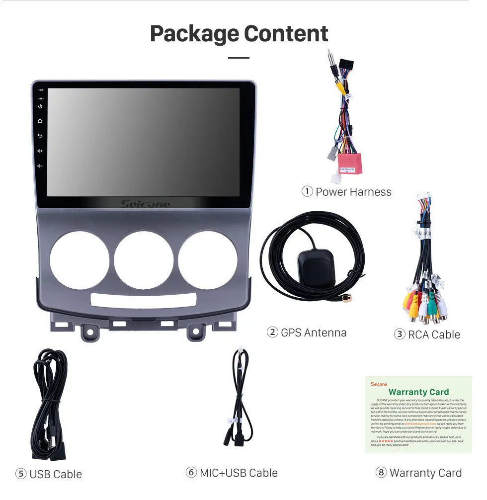 Best Seicane 9"  2.5D IPS Screen Android 9.0 8-CORE Car Stereo Unit Multimedia GPS Radio Player for 2005-2009 2010 Old Mazda 5 RDS 16