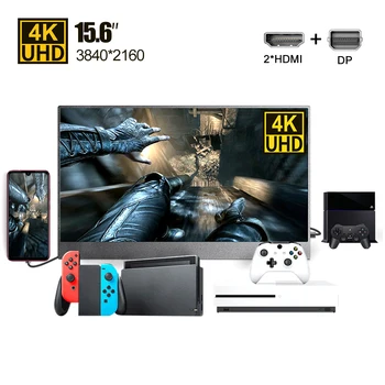 4K 15,6 Портативный монитор IPS ЖК-дисплей Экран 3840x2160 UHD для компьютера, ноутбука, монитор игры Xbox Ps4 Дисплей HDMI DP с Чехол