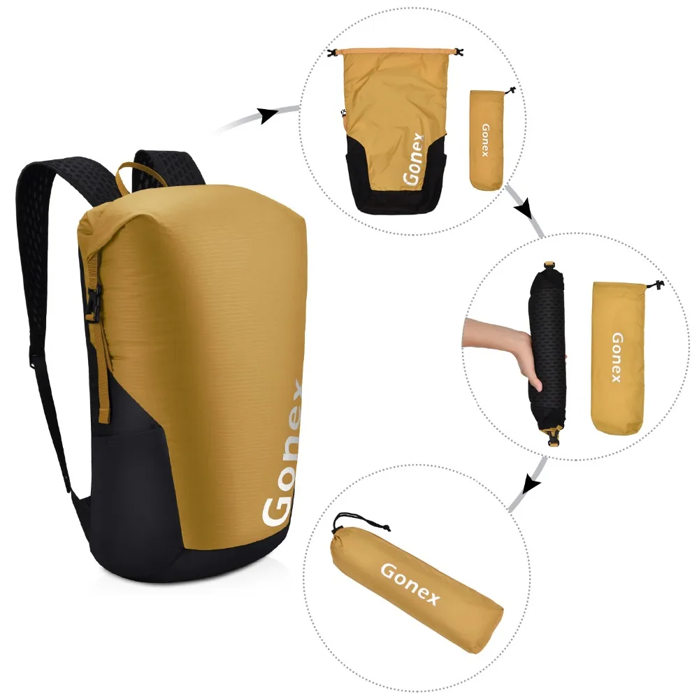 Gonex 35L Сверхлегкий складной Рюкзак 210D нейлоновая Водонепроницаемая спортивная сумка для путешествий на открытом воздухе, кемпинга, пеших прогулок, велосипедная сумка