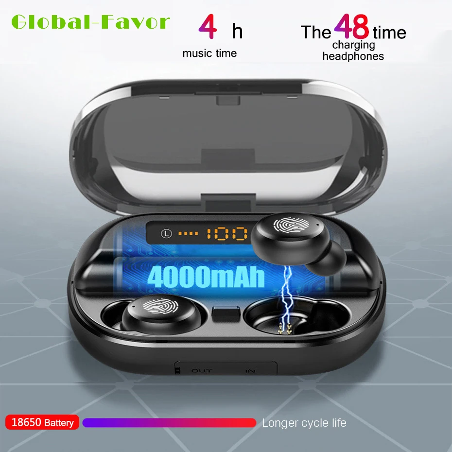 Global Favor V11 наушники TWS Bluetooth 9D стерео беспроводные IPX7 водонепроницаемые наушники спортивные наушники 4000 мАч