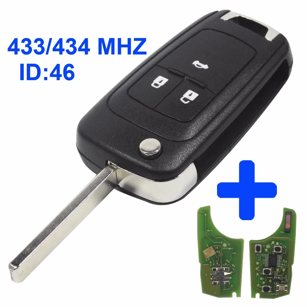 3 B дистанционный флип-чехол для ключа автомобиля Fob PCF7937E 433MHz ID46 чип транспондера для Chevrolet Cruze Sail кавалер Малибу чехол для ключей