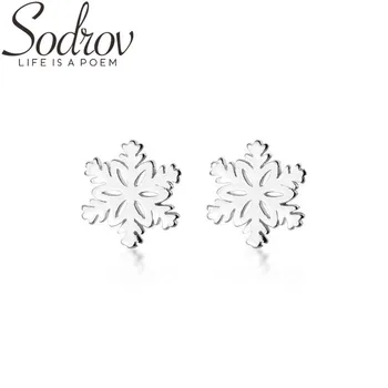 

SODROV Classic 925 Sterling Silver Jewelry Snowflake Stud Earrings for Women Boucles d'oreilles Female Bijoux A1
