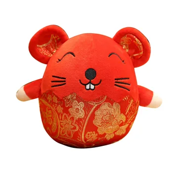 

Exquisite Animal Plush Rat Mascot Washable Home Decoration Practical New Year Gifts Ornaments Soft Red Mouse Cute Expression