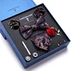 Necktie set for Men Silk Butterfly Tie Hanky Cufflinks Cufflinks Tie Clips and Lapel Pin Set