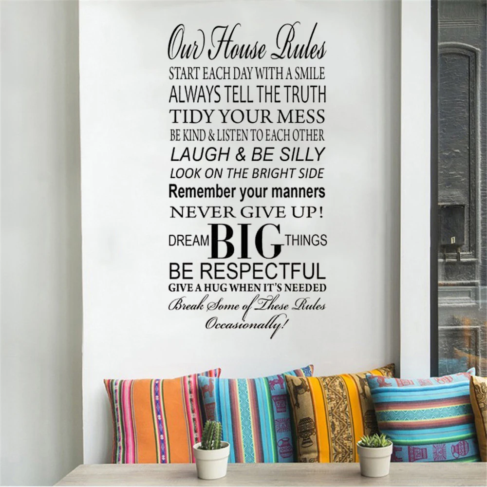 

Our Family House Rules Wall Sticker Quote Wall Decal Home Decor For Living room Bedroom Vinyl Art Mural Revocable dw21074