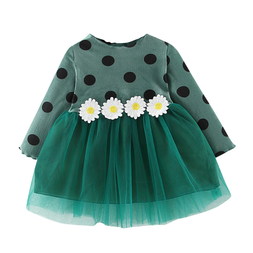 

SAGACE 2019 New babys Dress Toddler Girls Sunflower Patchwork Princess Dress Kids Long Sleeve Party Tulle Clothes Outfits Jly23