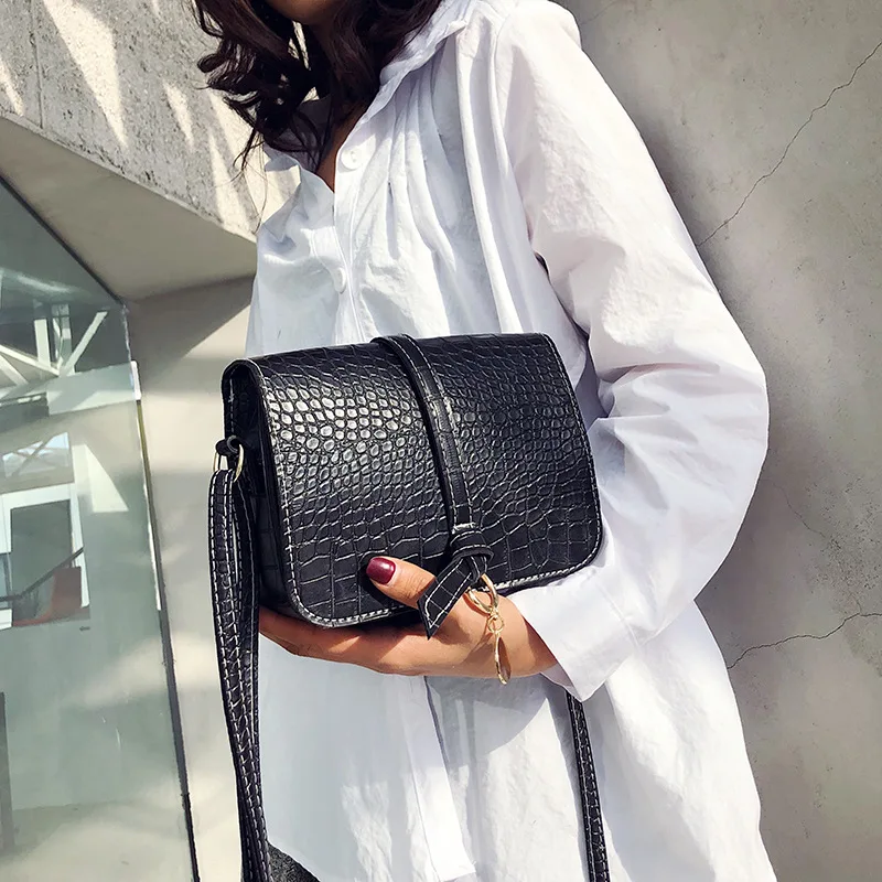 

Small Square Bag Women's 2019 New Style Korean-style WOMEN'S Fashion Handbag Pu Crocodile Pattern Shoulder WOMEN'S Shoulder Bag