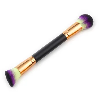 

Dual Sided Makeup Brush 1pcs Flat Angled Foundation Contour Brush + Powder Brush Portable Travel Cosmetic Tool