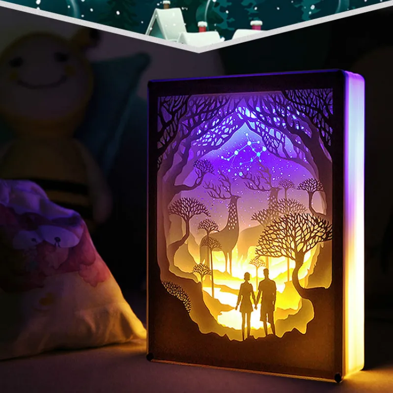 Günstige 12 konstellation Papier Carving Lampe Neuheit 3D Nachtlicht USB Power Papier cut Atmosphäre Lampe Wohnzimmer Schlafzimmer Kunst Dekoration