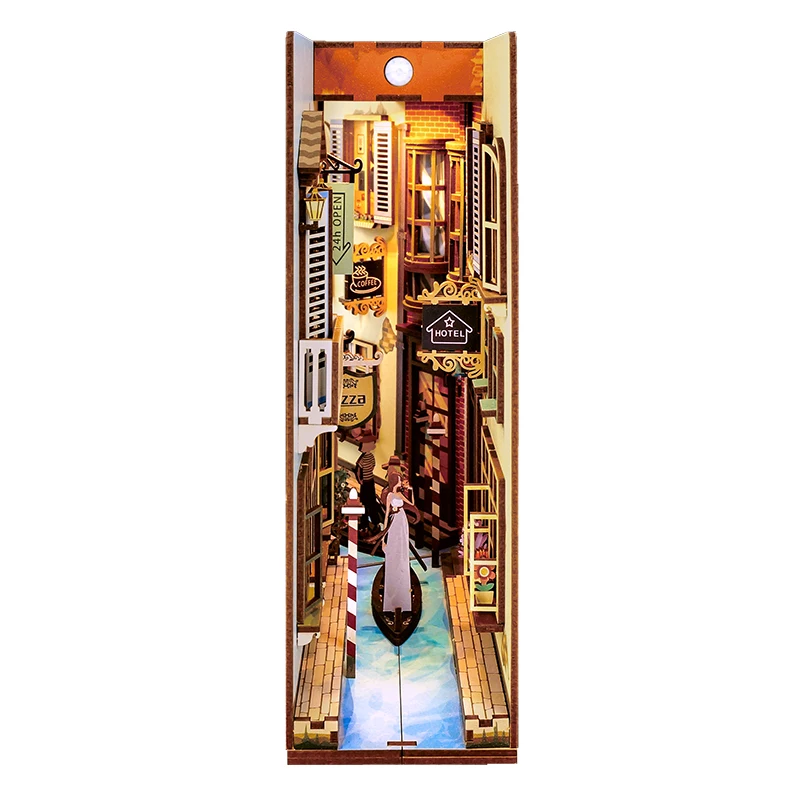DIY Alley Book Nook Venice Italy Street Rear Lane Bookcase Wooden Model Bookshelf Building Kit Birthday Gift | Дом и сад
