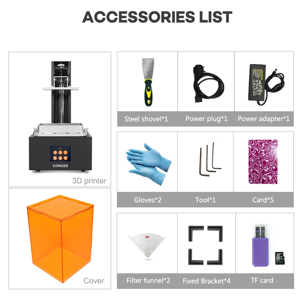 LONGER ORANGE 10 LCD SLA 3D принтер набор с полимерной матрицей УФ освещение смолы полностью