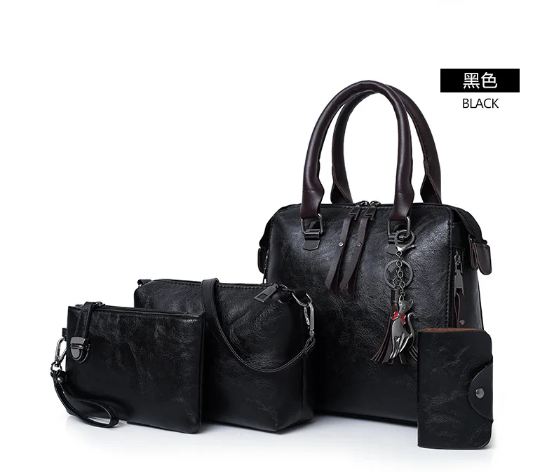 Для женщин композитные сумки Ленточки Курьерские сумки Tote Сумка Bolsa женские офисные Сумки женская обувь из искусственной кожи на плечо 4 шт./компл