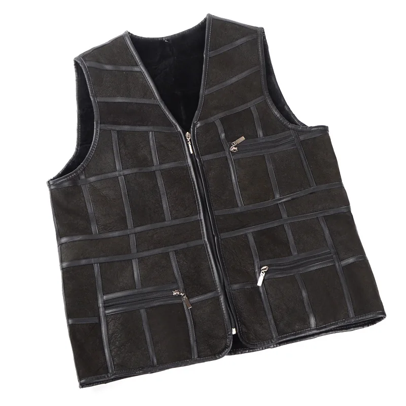 

Men of 2019 autumn winters splicing sheep fur vest really warm fur vest