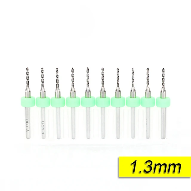 Free Shipping 10pcs 0.6mm-1.5mm Import Carbide PCB Drill Bits Print Circuit Board Mini CNC Drilling Bit Set 1.3mm