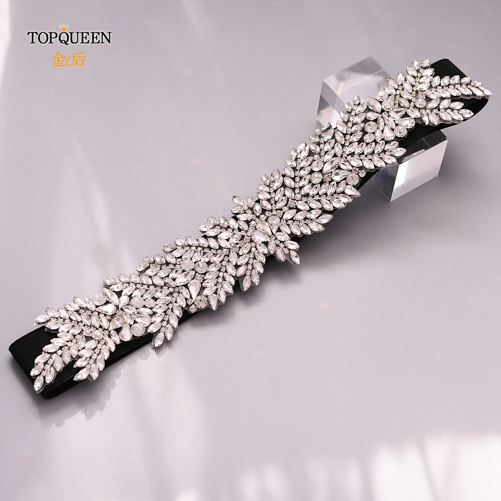 TOPQUEEN S420 эластичный пояс, стразы, пояс для невесты, платье со стразами, пояс с поясом размера плюс, нарядные ремни для женщин, пояс с лентой