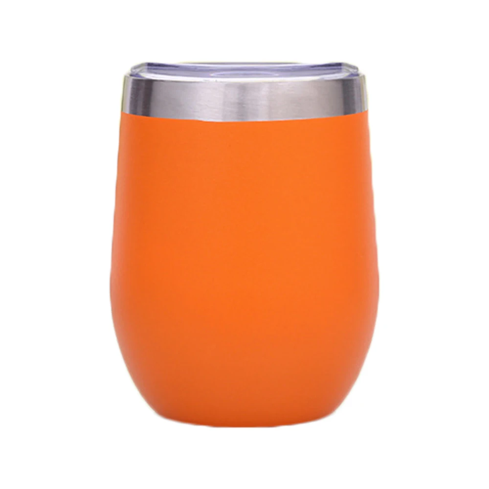 Мультфильм 12 унций нержавеющая сталь Stemless красное вино и коктейльные бокалы бар напиток пивные кружки чашка с двойными стенками вакуум герметичный - Цвет: Оранжевый