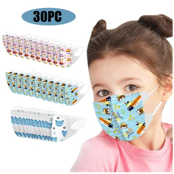 

10pc Children Cartoon Print Masks Disposable Pollution Mask Cloth Face Mask Mouth Mask Washable Face Mouth Mask Mouth Cover Reus