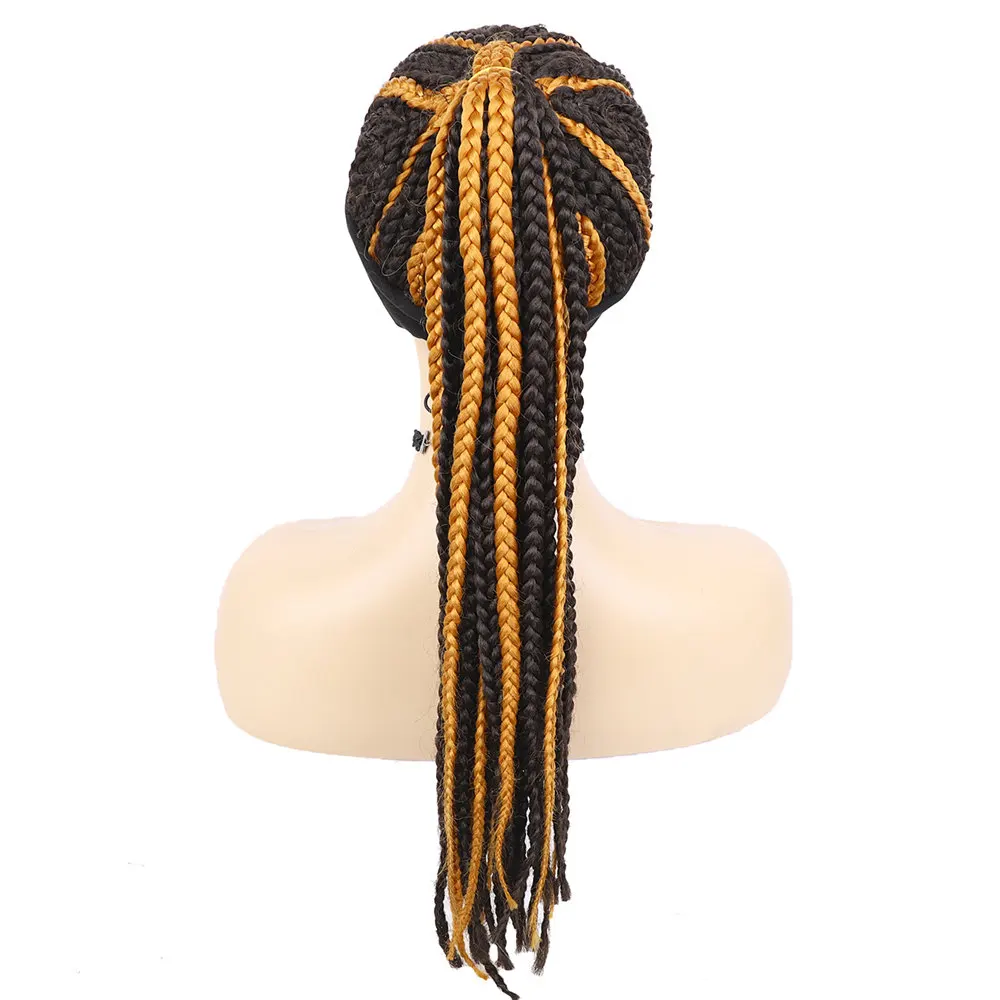 Synthetic Hair Wigs OUCEY Synthetic Hair Headband Wig Women Long Braided Box Braids Wigs For Black Women Braid African Natural Black Brown Wig
