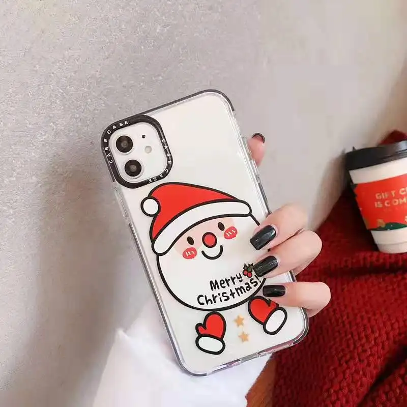 Для iphone 11 чехол милый прозрачный ТПУ Снеговик Санта Клаус силиконовый для pro max 7 8
