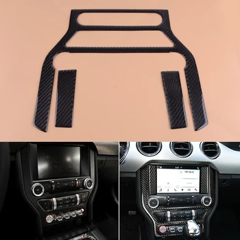 

CITALL 3Pcs Carbon Fiber Car Auto Multi-media Console Panel Sticker Cover Trim Fit for Ford Mustang 2015 2016 2017