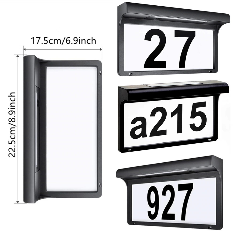 House Number Door Plate Solar Light LED Address Sign Wall Light Waterproof Outdoor Garden Home Hotel Door Decor Wall Lamp (2)