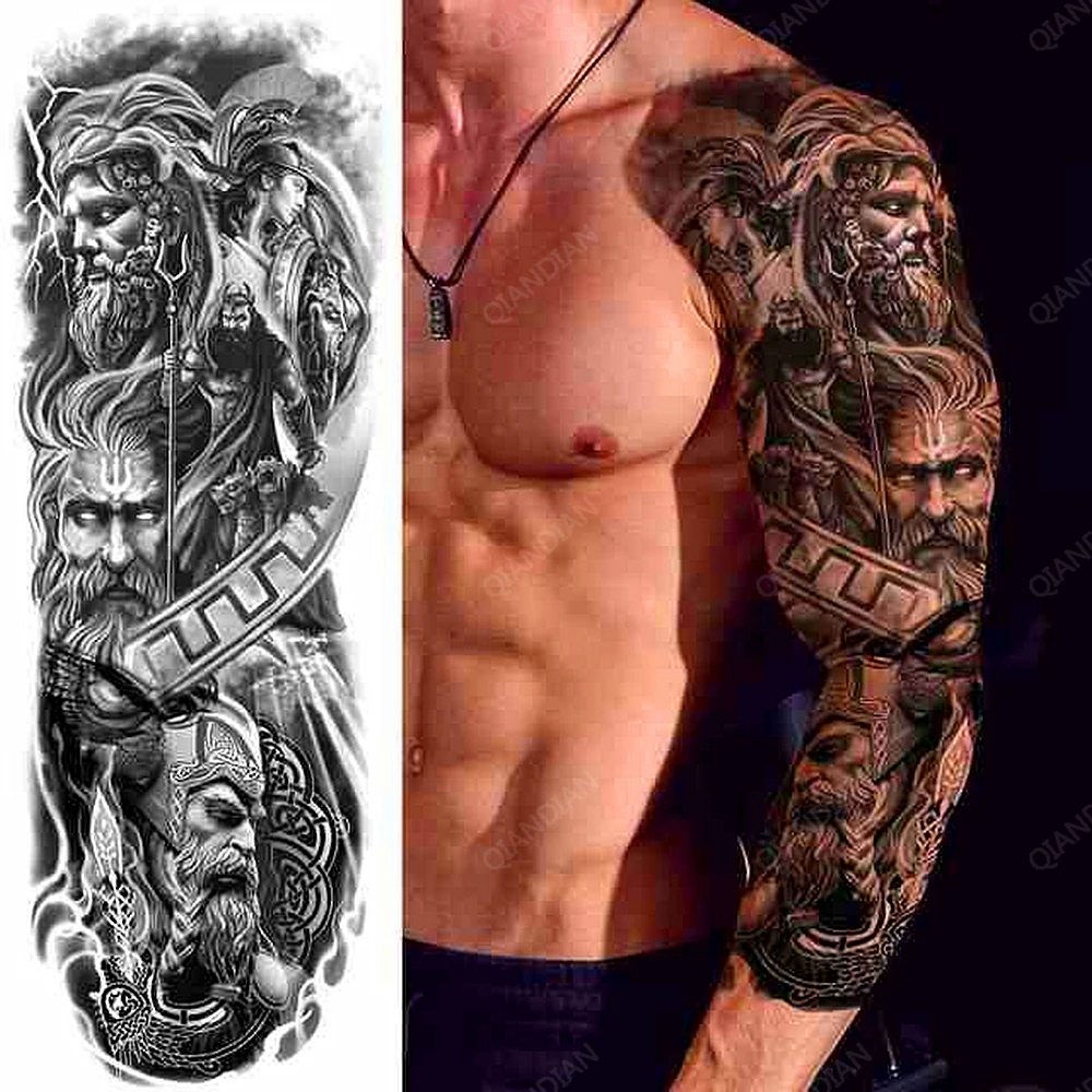1pc Men Full Arm Waterproof Temporary Tattoos Stickers Arm Cool Art Big  Hipster Goddess Bible Mythical Ares Tatoo - Temporary Tattoos - AliExpress