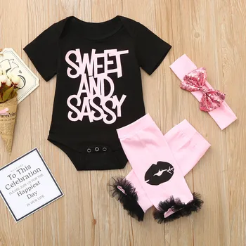 

3PCS Cotton Baby Girl Clothes Summer Letter Print Short Sleeve Bodysuit Newborn Infant Baby Boys Girls Clothes Outfits Body Bebe