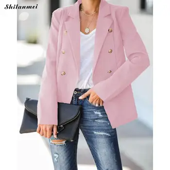 

2019 Fashion Autumn Women Blazers And Jackets Office Black Blazer Business Women Suit Slim Button Casual Female Work Blazer Coat