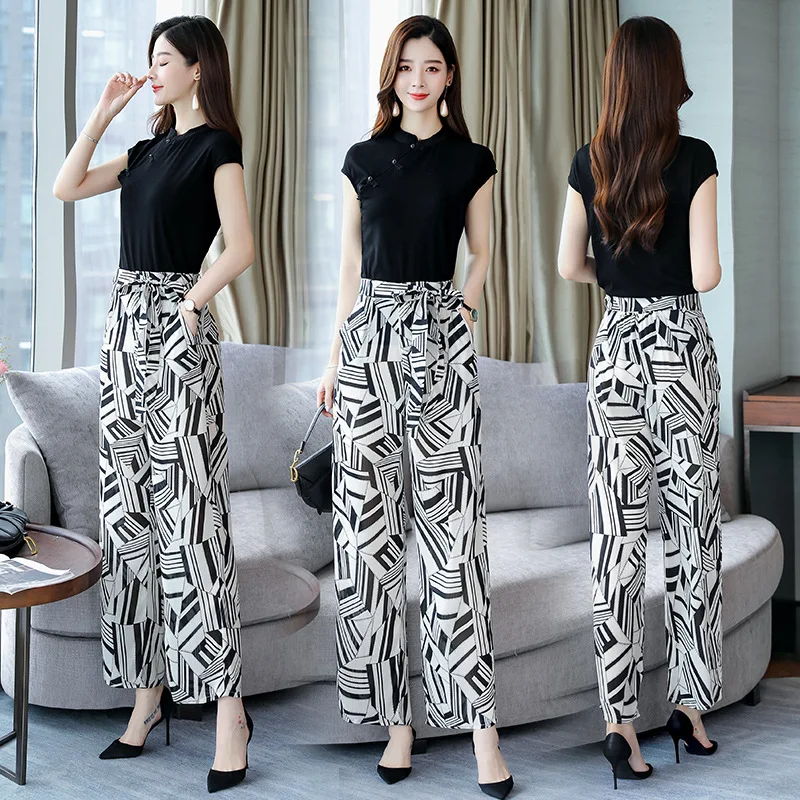 

Summer High Cold Royal Sister Young Wind WOMEN'S Suit 2019 New Style Two-Piece Set Elegant Western Style Fashion Loose Pants-Fas