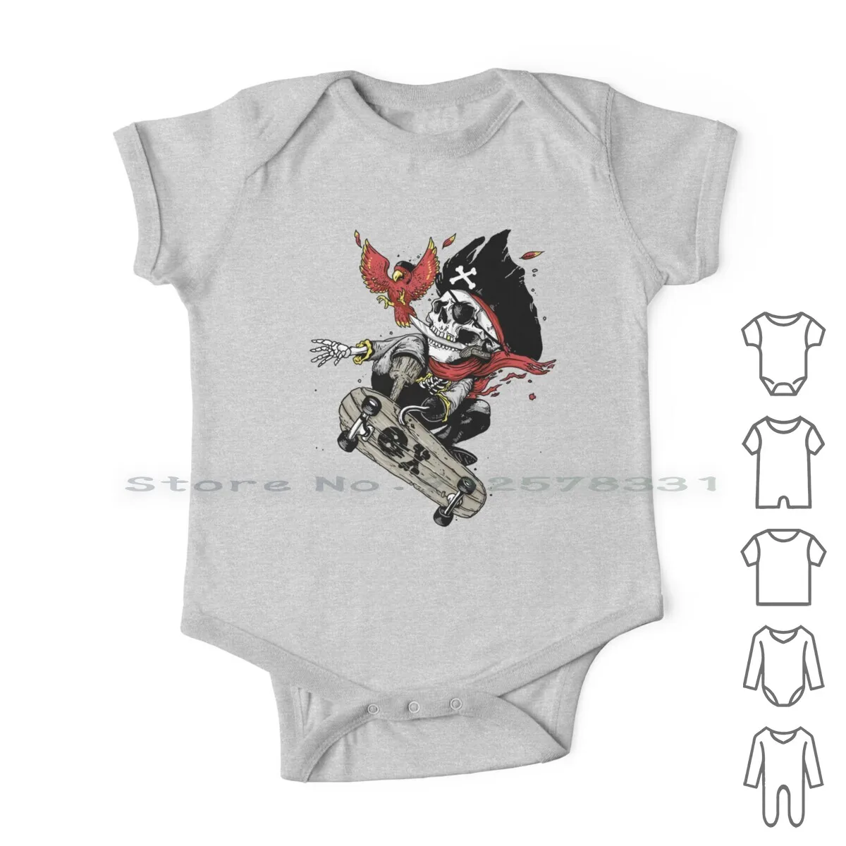 All Hands On Deck Vestiti Per Neonati Pagliaccetti Tute In Cotone Divertente Cute Pirate Skull Sport Skate Boarding Parrot Kids Art