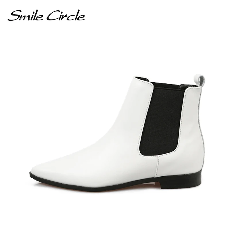 

Smile Circle Chelsea Boots Slip-on Women flat platform shoes 2019 Fashion Pointed toe Comfortable Ladies short boots