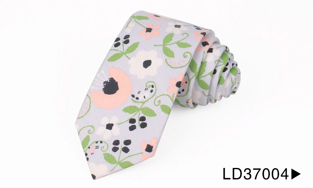 LD37004 Новые цветочные галстуки для мужчин из хлопка с принтом Мужские галстуки 6 см тонкий шейный галстук узкие галстуки для свадебной вечеринки - Цвет: LD37004